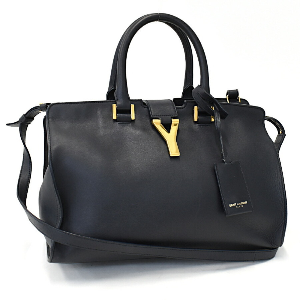 Saint Laurent Cabas Handbag Shoulder Bag Y Line Leather Navy Blue PARIS